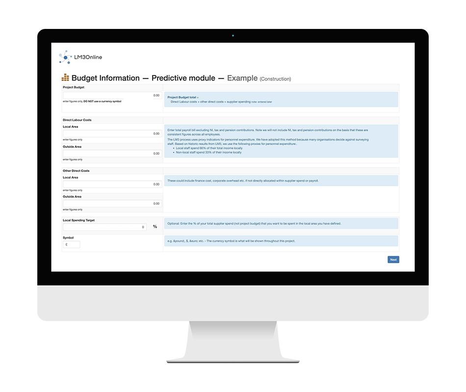 Quickly enter the tender budget